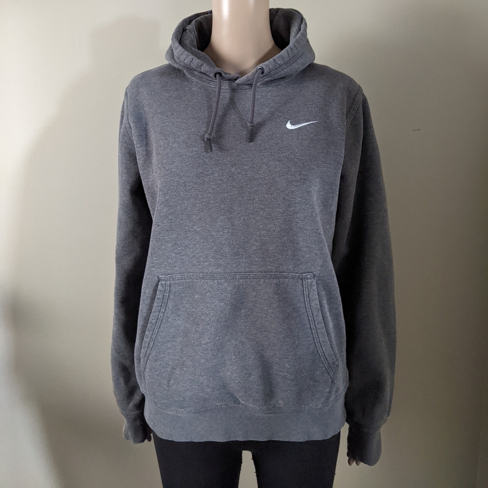Nike embroidered swoosh grey hoodie, men's small